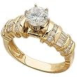 14K Yellow Gold Tower of Love Diamond Engagement Ring (Center stone is not included)