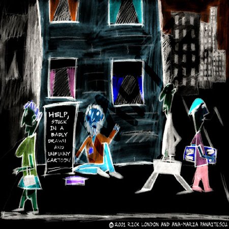 Londons Times Funny Music Cartoons - Help Stuck In A Badly Drawn And Unfunny Cartoon - Desk Clocks