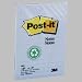 3M Post-it(R) Recycled Paper Notes, Lined, 4in. x 6in., Carnation