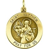 14K Yellow Gold St. Mathew Medal - 22.00mm