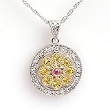 0.38 Carat 14K3T Yellow Sapphire Flower Pendant