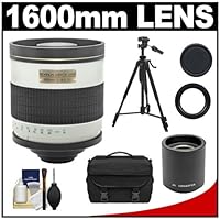 Rokinon 800mm Multi-Coated Mirror Lens with 2x Teleconverter + Tripod + Case + Accessory Kit for Canon EOS 60D, 7D, 5D Mark II III, Rebel T3, T3i, T4i Digital SLR Cameras