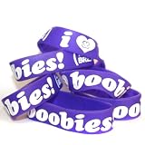 Keep A Breast 1 Inch I Love Boobies Bracelet Grape/White