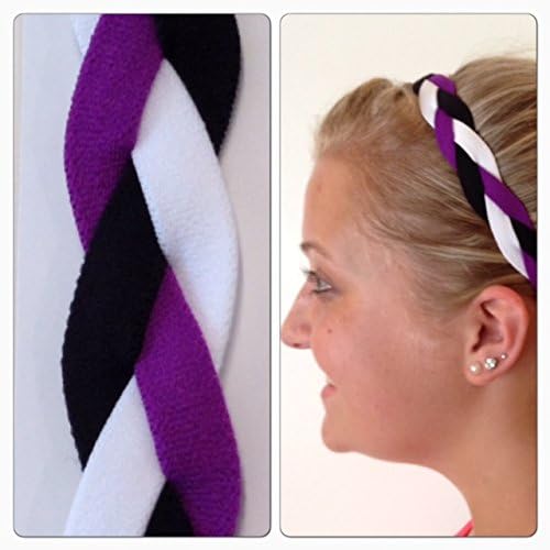 Fabulicious Purple Black White Braided Headband© - NON SLIP Sports Hair Bands
