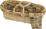 Tadpoles Cotton Patchwork Moses Basket Set, Sage/Brown