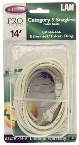 Belkin A-3L791-14-S 14ft Cat 5 RJ45 Gray Snagless