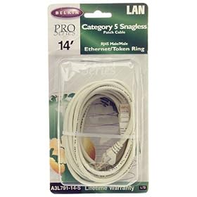 Belkin A-3L791-14-S 14ft Cat 5 RJ45 Gray Snagless by Belkin
