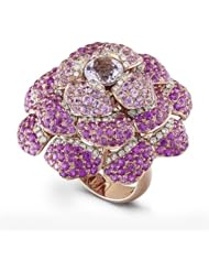 18k Rose Gold 1.03 Ctw Blooming Rose Pink Sapphire Diamond Ring
