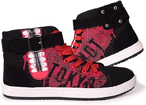 Tokyo Ghoul Hand painted Sneaker Canvas Buckle Zipper Shoes (Men's 265mm US 10, Black with Red)