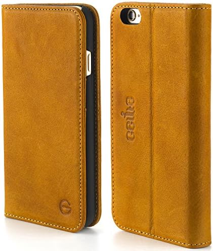 iPhone 6 Cases, GELITE® Genuine Leather Wallet Case, 4.7 Inch, Vintage Folio Flip Book Cases with ID Credit Card Slots and Kickstand, Magnetic Closure for iPhone 6 and iPhone 6S (Light Brown)