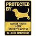 PROTECTED BY  BASSET HOUND HOME SECURITY SYSTEM  PARKING SIGN DOG