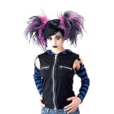 Wig - Gothic Cheerleader Ponytails - Black/Purple