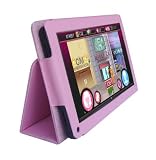 Amazon Kindle Fire 7-Inch Tablet Custom Fit Portfolio Leather Case Cover with Built In Stand- Pink