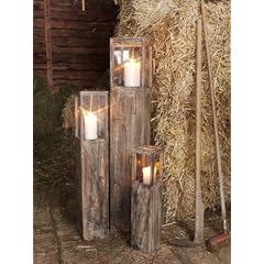 Windlichtset, Holzlaterne, Laterne 3-er Set
