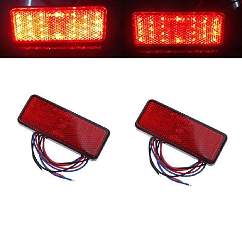Doinshop 2x Universal Car Red Lamp Bulb ATV SUV 12v Red 24 LED Stop Fog Tail Brake Light