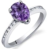 Uniquely Sophisticated 1.00 Carats Amethyst Ring in Sterling Silver Rhodium Finish Size 5 to 9