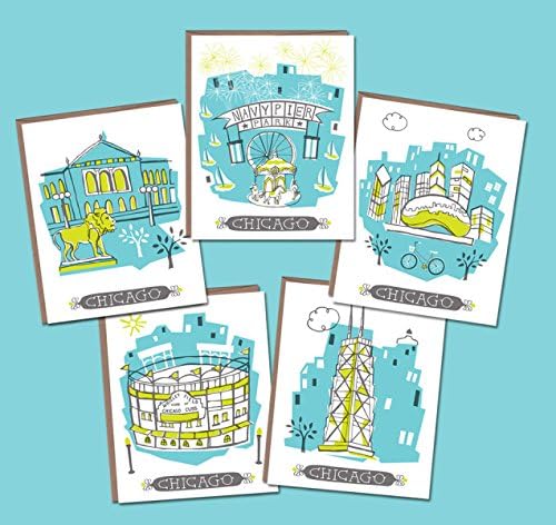 Chicago Themed Printed Red Tea Towel by Tammy Smith Design (Kitchen Dish Towel 13" x 17")