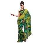 Petal Yellow Georgette Printed Saree