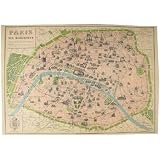 Paris Map Cavallini Papers Poster, Decorative Wrap 20 by 28 inches