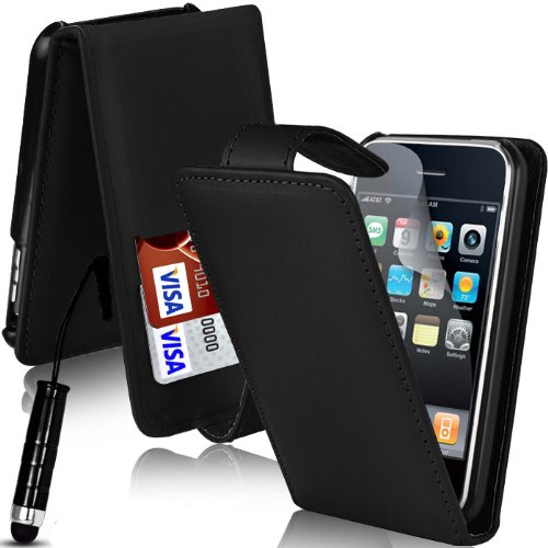 SUPERGETS® Flip Leather Case for Apple Iphone 3G/3GS Includes Screen Protector, Stylus And Polishing Cloth