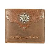 Circular Pistols and Barbed Wire Stitched Bi-Fold Leather Wallet by Trenditions; AJ's Western Wear