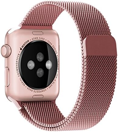 Apple Watch Band, Milanese Loop Mesh iWatch Band 42mm Rose Gold Apple Watch Strap Replacement with fully stronger magnetic Closure Clasp Bracelet Strap for All Apple iWatch Sport &amp; Edition