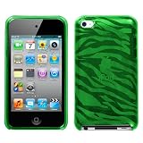 Green Zebra Print Flexi Gel Skin Case for Apple iTouch 4 (iPod Touch 4th Generation)
