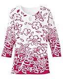 National Keyhole Border Print Tee, Raspberry, Large