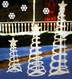 Set Of 3 Lighted Spiral Christmas Trees Yard Art Multi Lights ES69-768