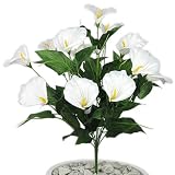 19" ELEGANT SILK WEDDING CALLA LILY BUSH WITH GRASS STRANDS WHITE 81