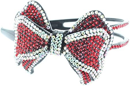 Bling Bling! Ribbon - Bow Headband with Clear & Red Rhinestones - Crystals. Perfect for Women, Teens & Girls, Bling Bling Hair Accessory