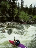 Kayaker Paddles to Get Through the Rapids, Middle Fork Of The Salmon River, Idaho Photographic Poster Print by Skip Brown, 12x16