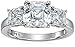 Amazon Collection Platinum-Plated Sterling Silver Asscsher-Cut Swarovski Zirconia Three-Stone Anniversary Ring (3 cttw)