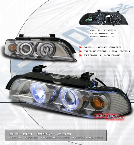 97 98 99 00 01 02-03 BMW E39 5-SERIES SMOKE HALO PROJECTOR HEADLIGHT LAMP