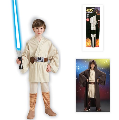 Star Wars Luke Skywalker Child Costume including Robe and Ligthsaber - Large