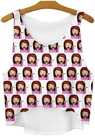 Summer Emoji Crop Top Funny Print Cute Vests For Girls Natural Color Figure