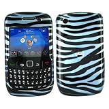 For Blackberry Curve 8520 Hard Case Baby Blue Zebra Blk
