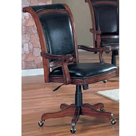 Black Leather and Cherry Finish Executive Chair Black Leather/Cherry Finish