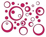 Wall Decor Plus More WDPM090 Wall Vinyl Sticker Decal Circles and Rings, Hot Pink, 25-Piece