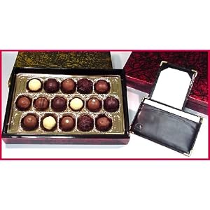Organic Truffles In Gold Lacquer Box 16 Piece & Open Note Jotter With Gold Corners