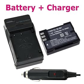 eForCity Lithium-Ion Battery & Charger with Car Adapter for Olympus Digital SLR E-520