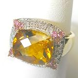 10K Yellow Gold Citrine, Pink Tourmaline and Diamond Ring