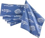 TCL Elegant Fish Cloth Cotton Damask Napkins - Set of 6 [Blue]