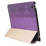 High Quality Crocodile Design Smart PU Leather Case Cover For Apple iPad 2 iPad2 Purple TZ