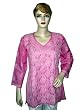 Designer Tops- Paisley Embroidered Hot Pink Cotton Womens Kurti Tunic M