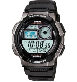 Casio #AE1000W-1BV Men's LCD Digital World Time Sports Watch