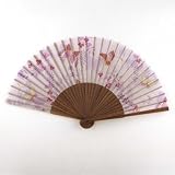 Japanese Silk Handheld Fan, Light Purples with Golden Butterflies HF185