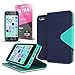 [ iPhone 5C Case] Cellto iPhone 5C Case Wallet Flip Type with HD Screen Protector [Slim Fit] [Navy Mint] Diary Cover/w ID Slot with Premium PU Leather and TPU Dual Layer - EPI Style
