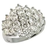 14k White Trendy 3.79 Ct Diamond Ring - Size 7.0