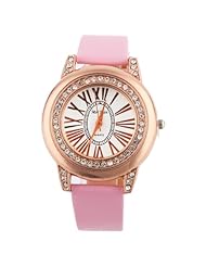 Yesurprise New Quartz Fashion Rose Gold Crystal Case Weave Roman Numerals Leather Bracelet Girl Woman Wrist Watch Gift Pink